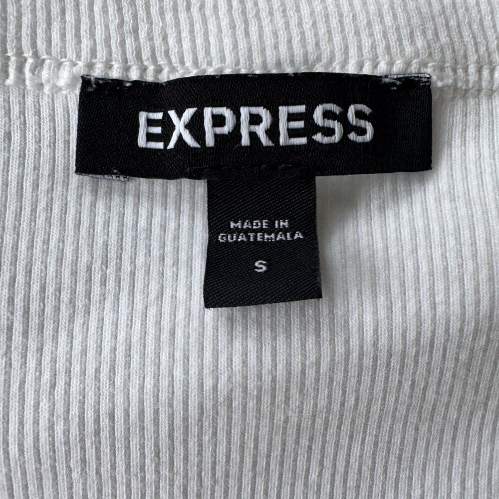 Ribbed flutter ruffle sleeve stretchy top Express Size Small - 355 - Picture 4 of 6